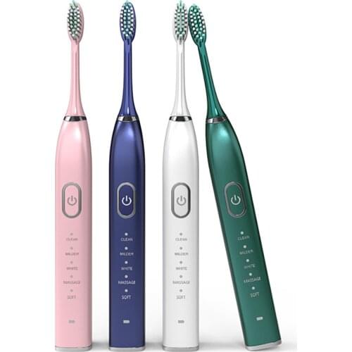 1 set 5 Modes Automatic Electric Toothbrush Rechargeable USB Charger Ultrasonic Teeth Brush for Adults 5 Replacement Heads