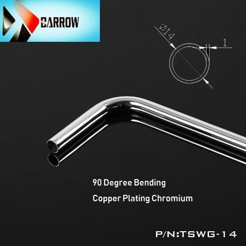 Barrow Silver Metal hard tube 14mm Outer diameter building 90 degree bend for G1/4" TSWG-14/TDWG-14