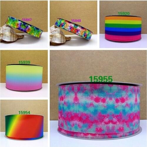 Free shipping 50 yard Ombre ribbon printed grosgrain ribbon 15955
