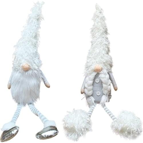 Large Christmas Decorations Long Legs Santa Faceless Doll White Legs Long Hu Doll Christmas Figurines