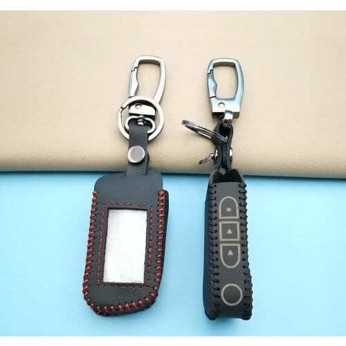 A93 A96 A63 Key Chain Key Case Leather Cover For Starline A93 Two Way Remote Controller Car Alarm LCD Transmitter Accessories