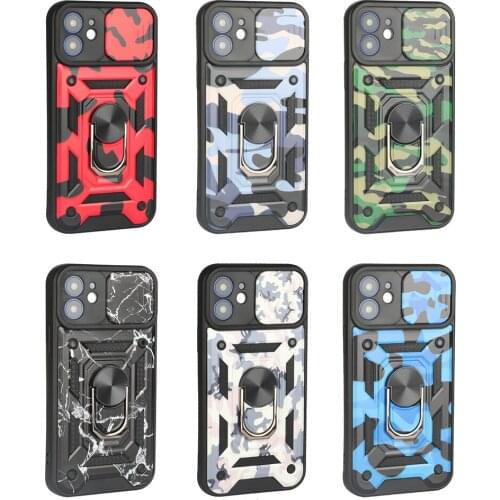 Camouflage Pattern Lens Protection Case for IPhone 11 12 Pro Max XR X XS 7 8 Plus 10 Magnetic Ring Holder Cover Shockproof Coque