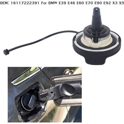 Black Fuel Gas Tank Filler Cover Cap 16117222391 For BMW E39 E46 E60 E70 E90 E92 X3 X5