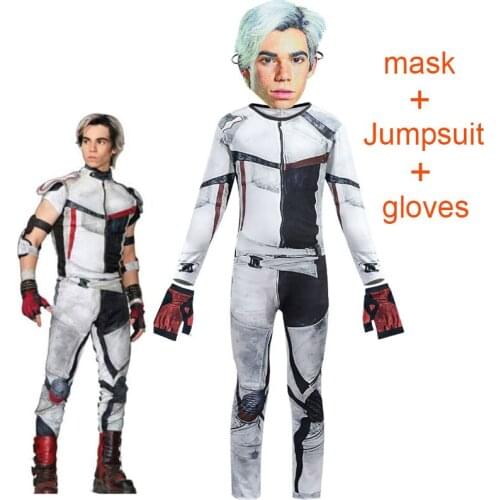 Kids Clothes Descendants 3 Carlos Cosplay Costume for Kids Zentai Funny Party Clothing with Gloves Hooded Sweatshirt+Pants Sets