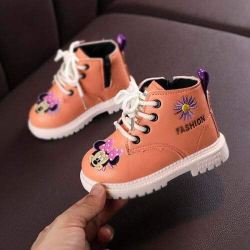 Disney children cartoon Mickey Mouse boys girls non-slip soft-soled short boots thick cotton shoes single shoes casual shoes