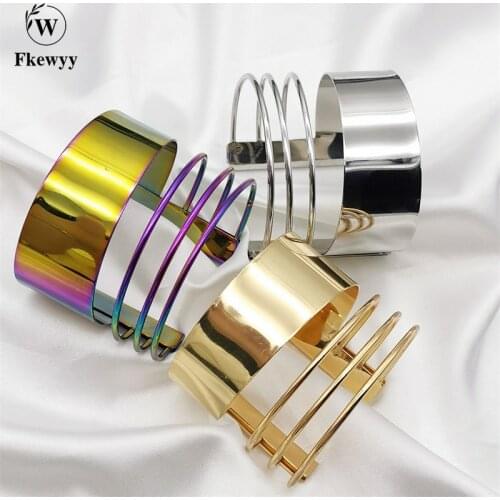 Fkewy Designer Bracelet Colorful Women Gothic Accessories Party Gift Fashion Jewelry Geometry Cuff Bracelet Gold Plated Jewelry