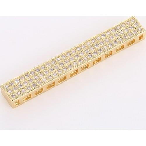 Handmade Micro Pave AAA Austrian Cubic Zirconia Square-shape Long Rhinestone Spacer Bars Connectors For Jewellery Fittings