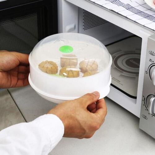 European Single Layer Plastic Steamer Microwave Oven Steamer Round Plastic Microwave Oven With Lid Kitchen Cooking Tools