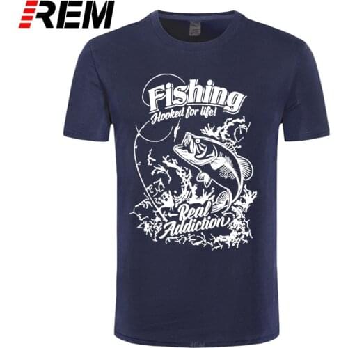 REM T-Shirt Fishinger Fooked For Life Red Addiction Large Size Pre-Cotton Short Sleeve Fish Tees Shirt For Sale Teenage T Shirts
