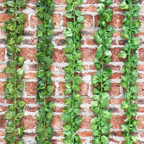 2M 12pcs/Lot Artificial Plants Green Boston Leaves Lvy Hanging Grape Vine Fake Flowers For DIY Wreath Home Wedding Decoration