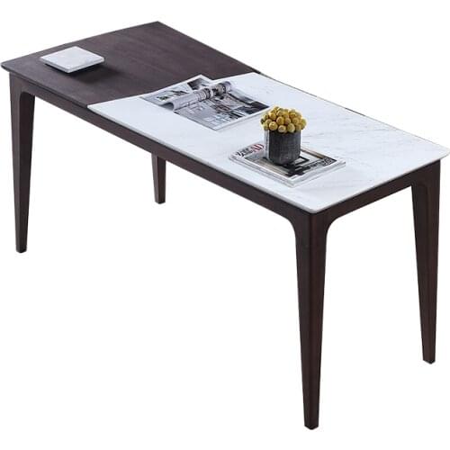 Italian minimalist light luxury marble desk bookshelf combination modern solid wood desk study furniture