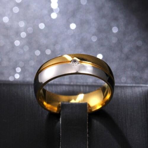 MOREDEAR 316L Stainless Steel Rings for Women 14KGP Trajectory With Single CZ With Petal Fashion Jewelry 6mm