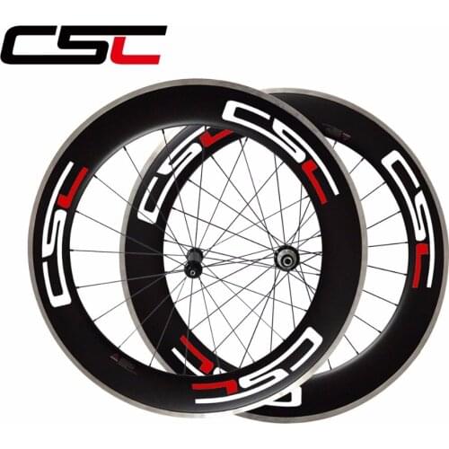 CSC 700C 23mm width 80mm depth clincher bike wheelset R36 hub alloy breaking surface road bicycle carbon aluminum wheels
