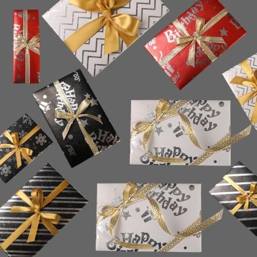 Laser paper 4pcs happy birthday Hot stamping Christmas gift wrapping paper new year birthday Black gold style wrapping paper
