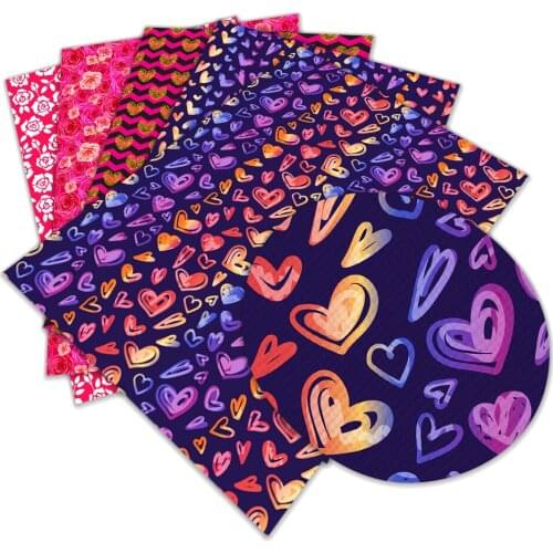 Valentines Day Love Printing Pattern Artificial Leather Cross Pattern DIY Sewing Material 22x30cm