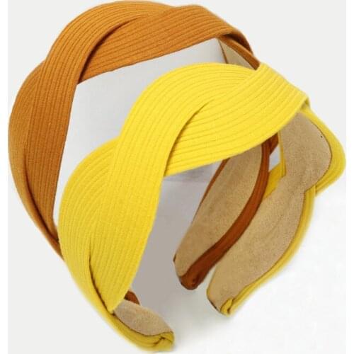 Fashion Women Knitted Fabric Covered Headbands Wholesale Hair Accessories Korean Handmade Twisted Braids Hairband