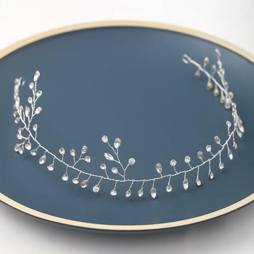 Fashion Handmade Bride Headband Silver Color Crystal Hairband Romantic Wedding Hair Ornament Bride Headdress Women Jewelry