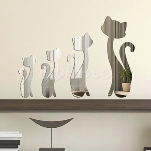Chats Acrylique Miroir Stickers muraux Accueil murale bricolage Decal Art Decor -P101