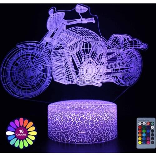 Acrylic Table Lamp LED 3D Motorcycles Touch/Remote Control Colorful 7 Color Changing Night Lights Home Bedroom Decor Gift