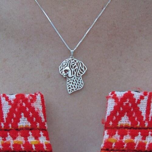 German Shorthaired Pointer jewelry - Gold and silver pendant and necklace jewelry Simple abstract animal