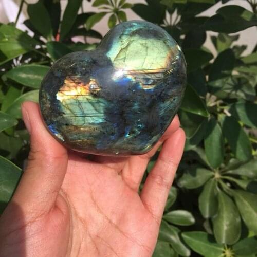 New arrivals Natural heavy flash labradorite crystal gemstone heart meditation healing chakra heart shape crystal gemstone gift