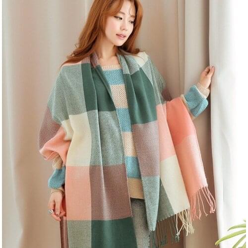 New Autumn and Winter Scarf Mens Korean Imitation Cashmere Scarf Womens Plaid Scarf Shawl Striped Outdoor Scarves