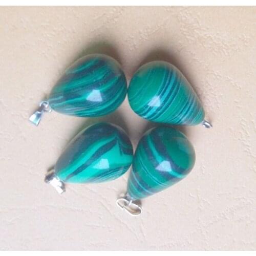 Wholesale 50pcs/lot good quality malachite stone round water drop Pendants Charms for jewelry making free Shipping