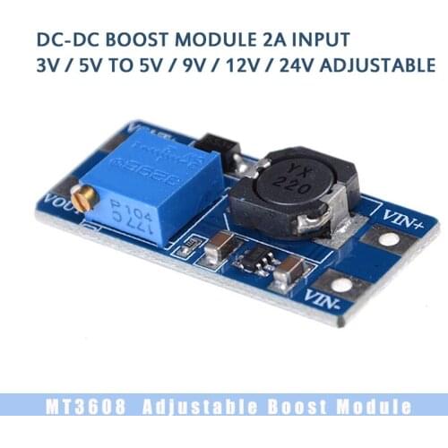 1/5pcs MT3608 Adjustable Boost Module DC-DC Step Up Converter Booster Power Supply Input 3V/5V To 5V/9V/12V/24V Output 28V 2A