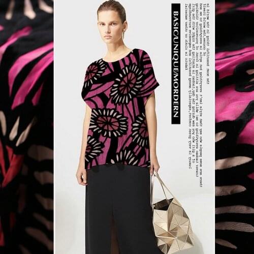 Floral Printing Burnout Silk Velvet Fabric For Night Dress
