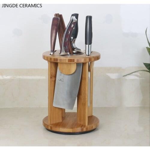 Modern simple rotating kitchen knife storage rack multi-function tool holder knife holder household bamboo cutter supplies