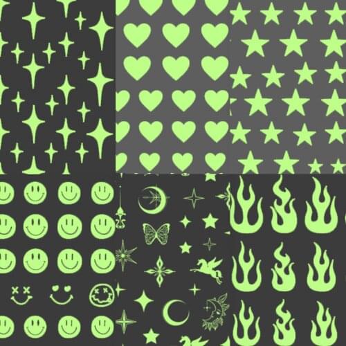 Beautizon Luminous Effect Nail Sticker 3D Engraved Glow in the Dark Nail Art Decorations Nail Decals Design