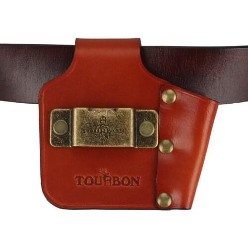 Tourbon Genuine Leather Tape Measure Holder Screwdriver Tool Carrier Pouch Holster for Belt(5cm)