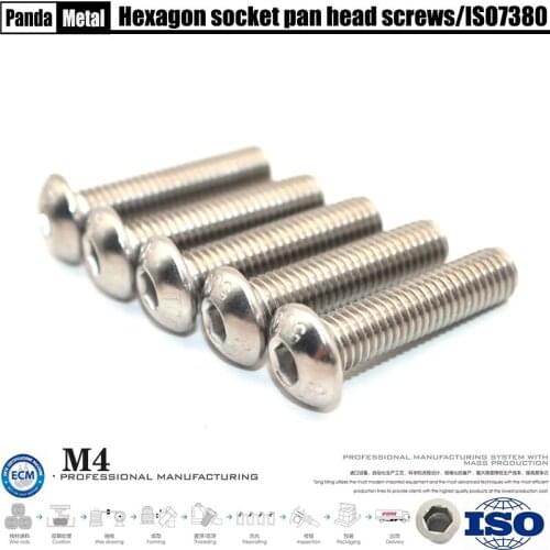 304/316 stainless steel round head hexagon screws ISO7380 mushroom head type, A2A4, button type hex screw diameter M4