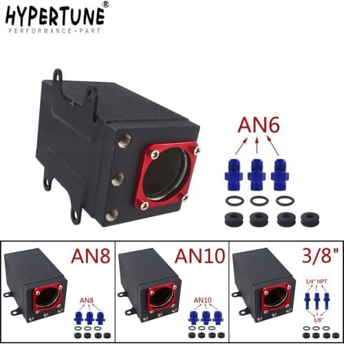 Hypertune - 60mm external 044 fuel pump tank racing black Billet aluminium AN6 AN8 AN10 fitting oil catch can fuel surge tank