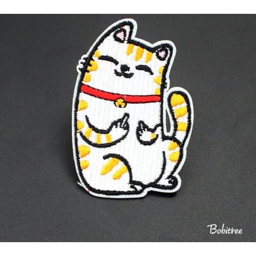 Cartoon Funny Cat Embroidered Clothing Patches iron on Applique for Jacket Jeans Shoes Backpack DIY Patchwork