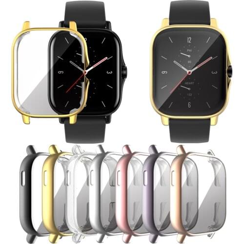 TPU Soft Full Screen Glass Protector Case Shell Edge Frame For Amazfit GTS 2/2e GTS2/e Smartwatch GTS2e Protective Bumper Cover