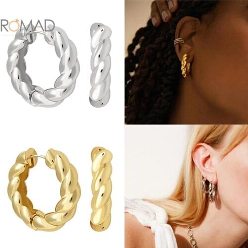 ROMAD INS Twisted Twist Earrings Women Temperament Retro Gold Silver 925 Hoops Earring Jewelry Boucle Oreille Femme Wholesale