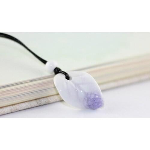 Women Necklaces Ceramic Leaves Pendants Long Cord Sweater Charm Choker Chain Rope Colorful Natural Stone Statement Pendant Gifts
