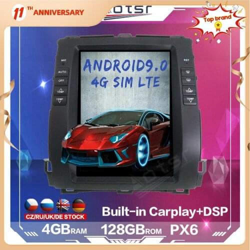 128GB Tesla Style Android for Toyota Prado 120 2002+ Multimedia Car Radio Player Auto GPS Navigation Stereo DSP Carplay 4G SIM