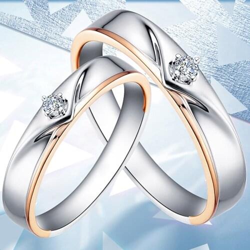 14K Au585 White Gold Ring Lovers Wedding Anniversary Engagement Ring Round Moissanite Diamond Casual Sporty Classic TRENDY