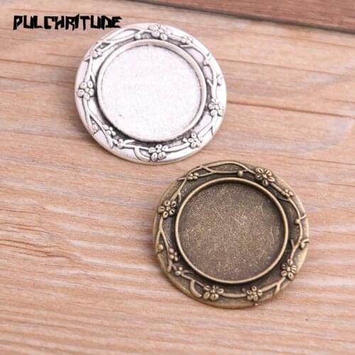 4pcs 20mm Inner Size Two Color New Product Punk Round Flower Brooch Cabochon Base Setting Charms Pendant