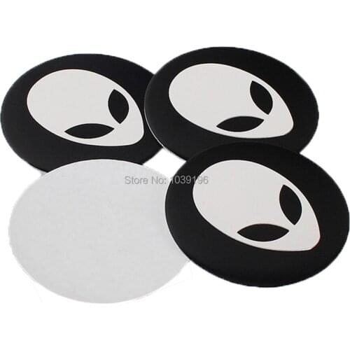 4 x Car Styling Alien 3D Metal Chrome Aluminium Alloy Wheel Center Cap Stickers Wheel Hub Cap Decals 3D Emblem Badges Stickers