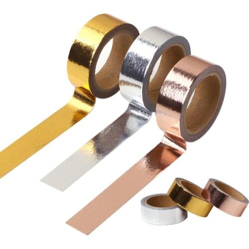 5M DIY Rose Gold Foil Washi Paper Tape Masking Roll Gift Wrapping Crafts Scrapbooking Sticker Adhesive Tape Wedding Party Decor