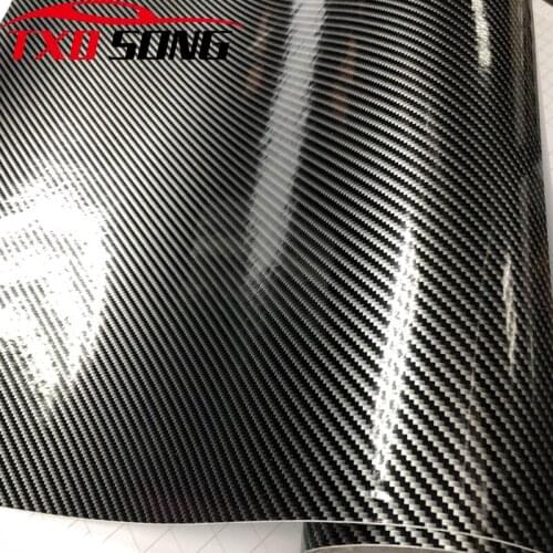 50CM*200/300/500CM Glossy Twill Silver 2D Carbon Fiber Vinyl Film Car Wrap Foil Car Sticker Auto Exterior Accessories Decals