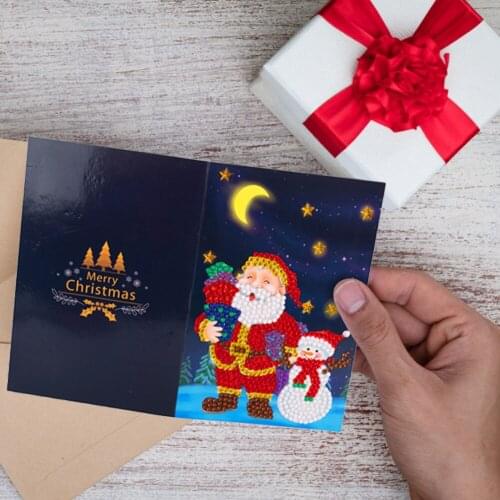 Diamond Painting 3D DIY Special-shaped Drill Greeting Card Mosaic Santa Claus Christmas Postcards Decor 2022 New Year Home Decor