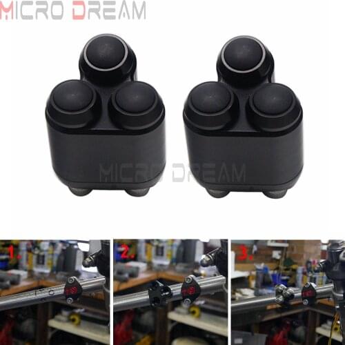 Aluminum Slim Push 3 Button Handlebar Control Switch Gear Motorbike Controller M-switch Fits 7/8" & 1" Bars Bobber Cafe Racer