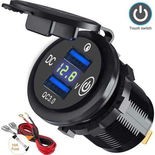 36W Car Charger Dual USB QC 3.0 Quick Charging Car Charge Socket For Samsung Galaxy Huawei P9 Waterproof Power Socket Adapter