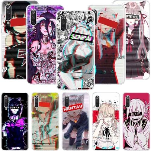 LEWD Sad Girl Japanese Anime Phone Case For Xiaomi Mi Note 10 11 9 8 10T 9T CC9 A1 A2 A3 5X 6X Pocophone F1 X3 F2 Pro Lite Coque