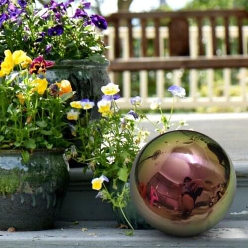 Colorful High Gloss Glitter Stainless Steel Ball Sphere Mirror Hollow Ball Home Garden Decoration Supplies Ornament 200-300mm