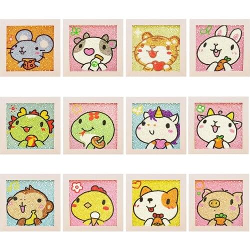 Kid Diy Diamond Painting 12 Zodiac Drill Embroidery Cross Stitch Childrens Diy Sticker Set Childrens Handmade Toys